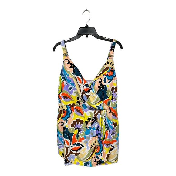 NWT Anne Cole | One Piece Abstract Swim Dress With Skirted Bottom Plus Size 22W - Picture 2 of 7